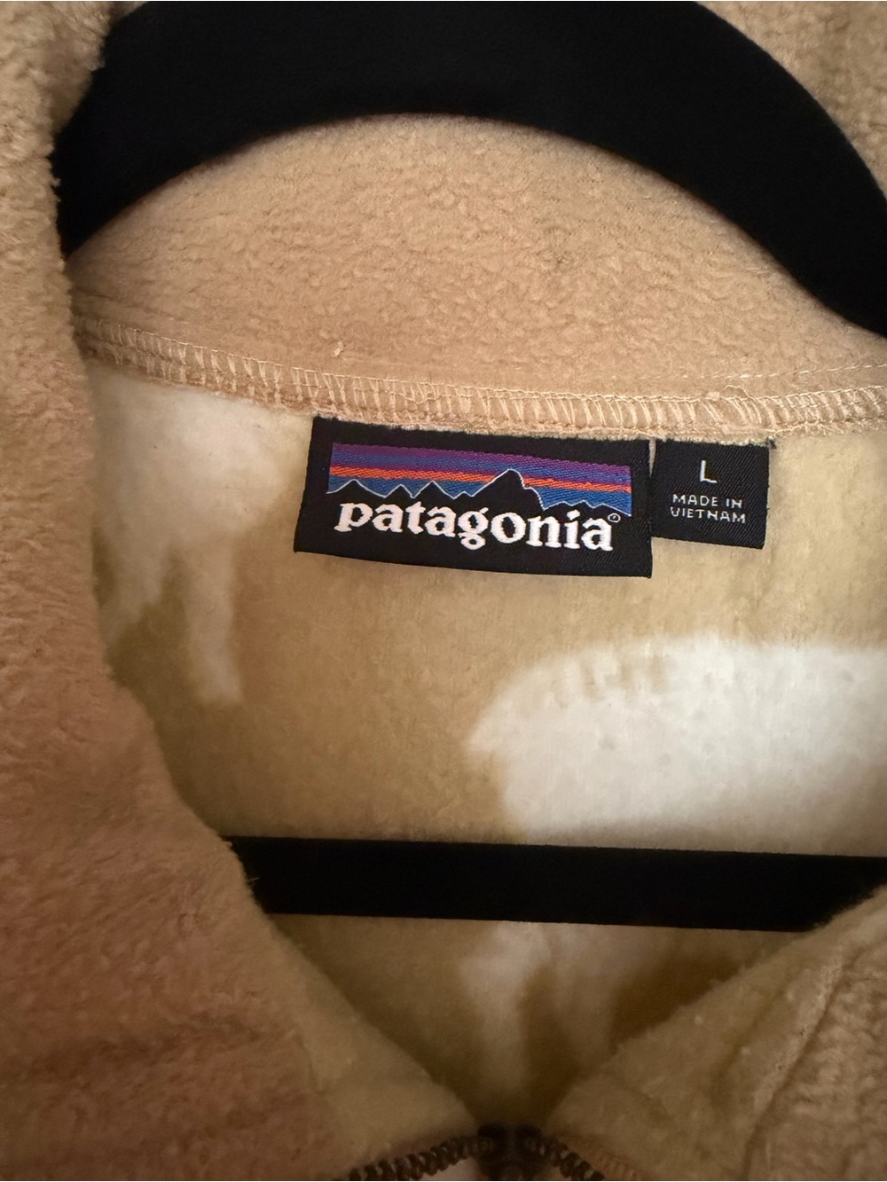 Patagonia Women’s Tan and Cream Fleece Half-Zip Pullover with Sheep Pattern - Picture 3 of 6